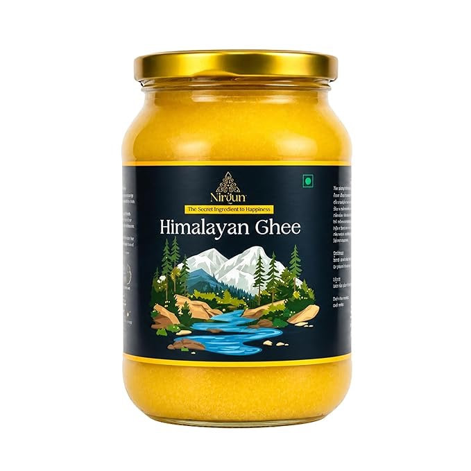 Nirgun Himalayan Ghee – Premium A2 Bilona Cow Ghee from Indigenous Himalayan Cattle | Traditional Vedic Bilona Method | 100% Pure, Natural & Aromatic | Golden Danedar Ghee | Grass-Fed | Lab Tested | Glass Jar